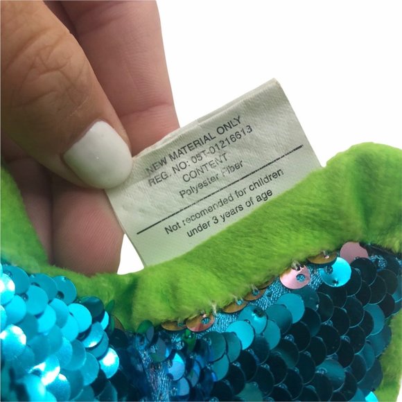 Nanco Mermaid plush doll pillow blue sequins stuffed 12" tall - Picture 4 of 5